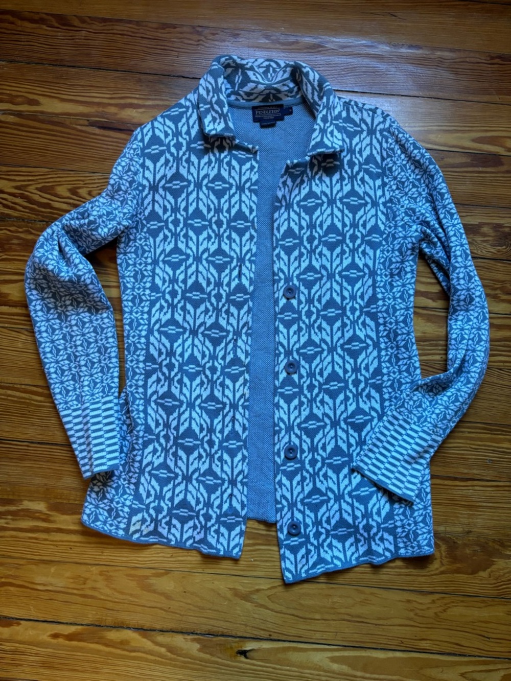 Pendleton 100% cotton button up blazer/sweater